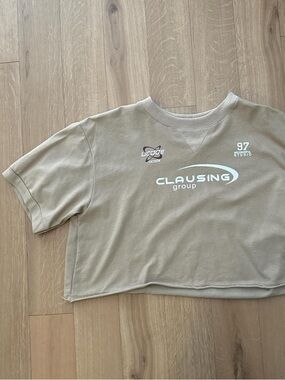Brown/cream sport cropped baby tee